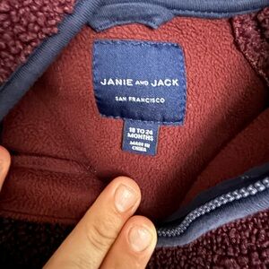 Janie and Jack Maroon and Navy Fleece Jacket